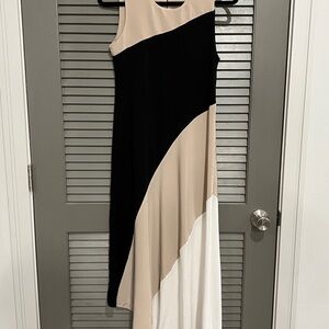 Elegant Color Block Sleeveless Dress